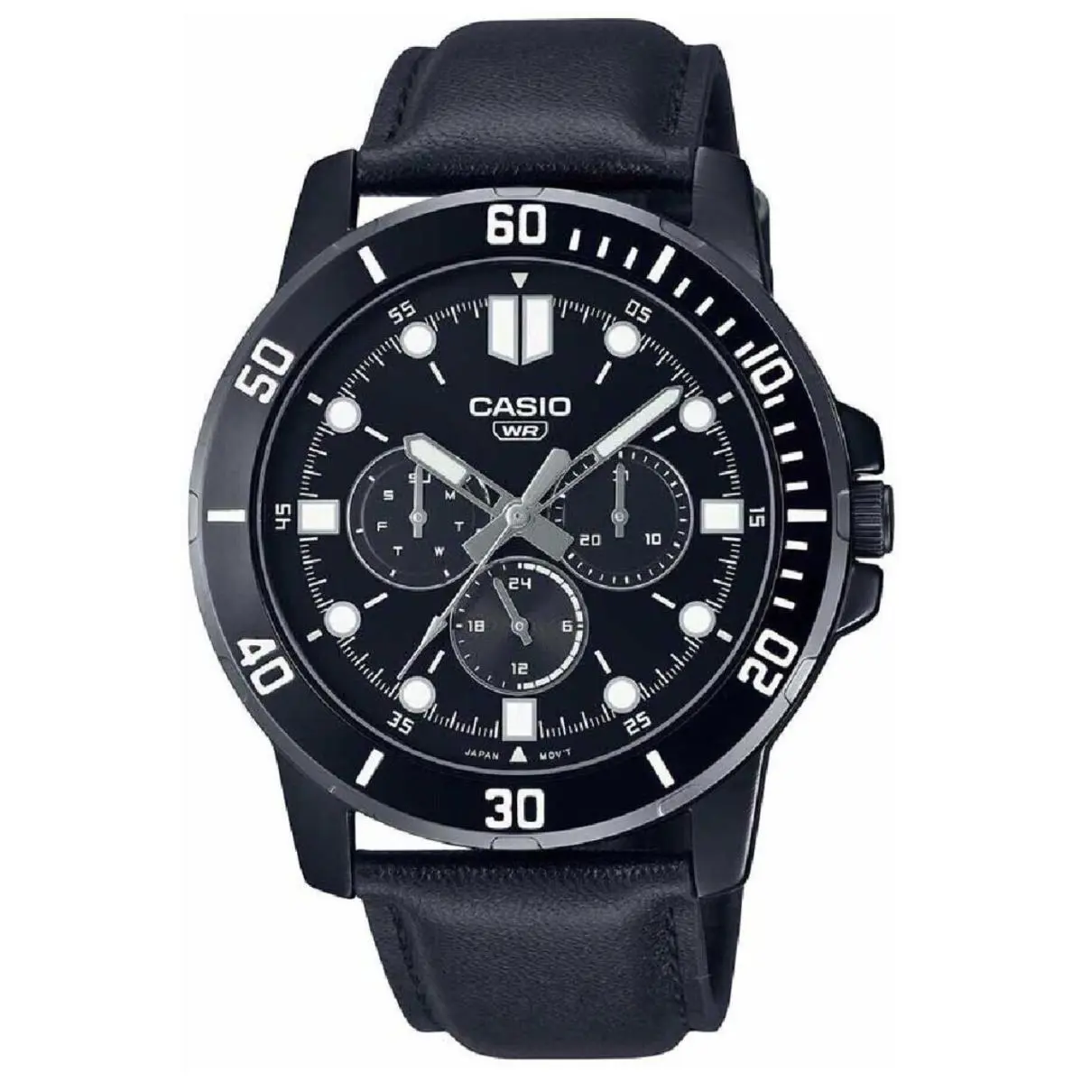 Casio MTPVD300BL-1E Men`s Sports Multifunction MTP-VD300 All Black Steel Watch