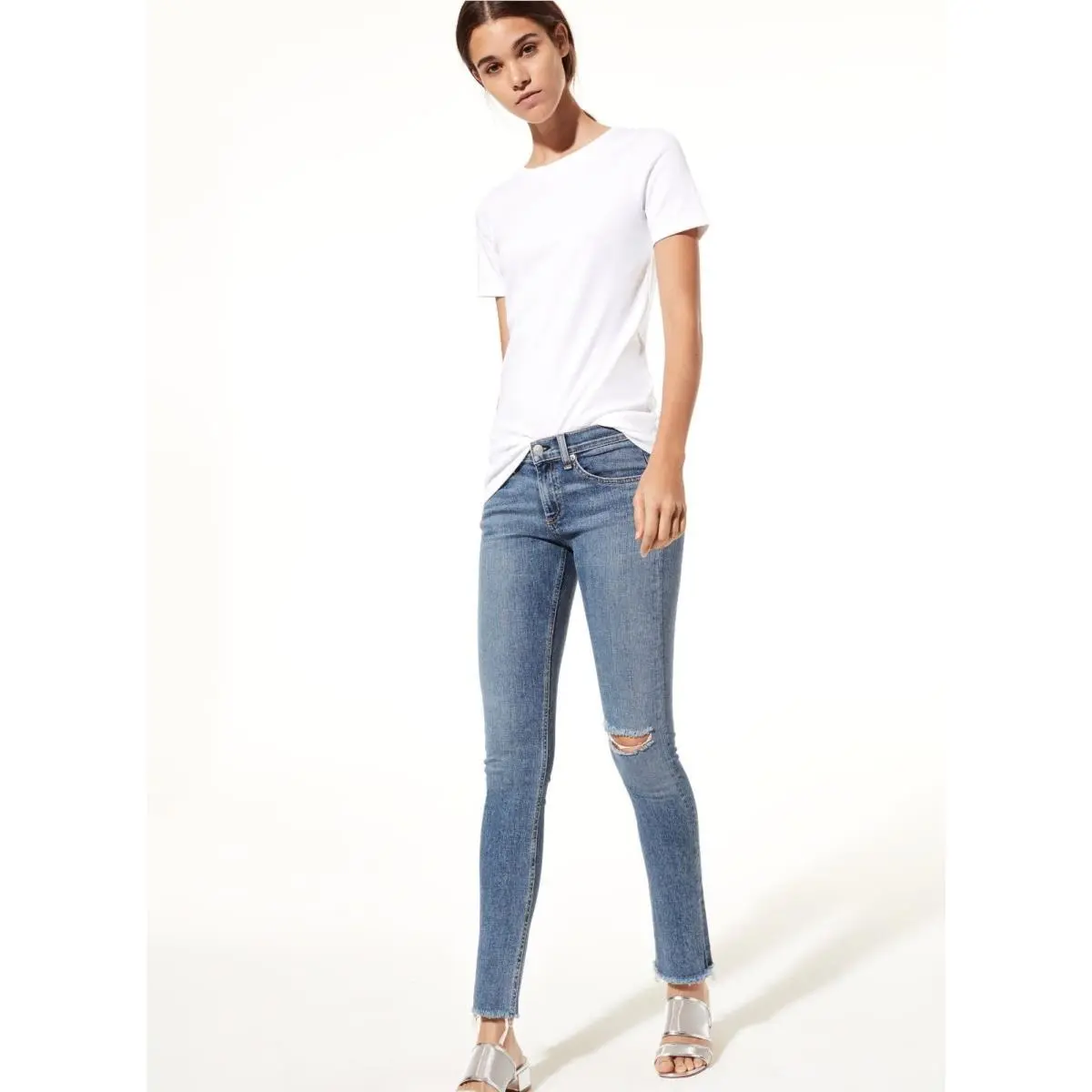 Rag Bone Skinny Frayed Raw Edge Hem Destructed Destroy Jeans Midland sz.30 by Rag & Bone