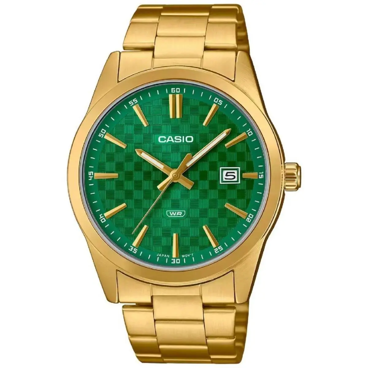 Casio MTPVD03G-3A Men`s Classic Gold Tone MTP-VD03G Green Dial Steel Watch - Gold, Dial: Green, Band: Gold Tone