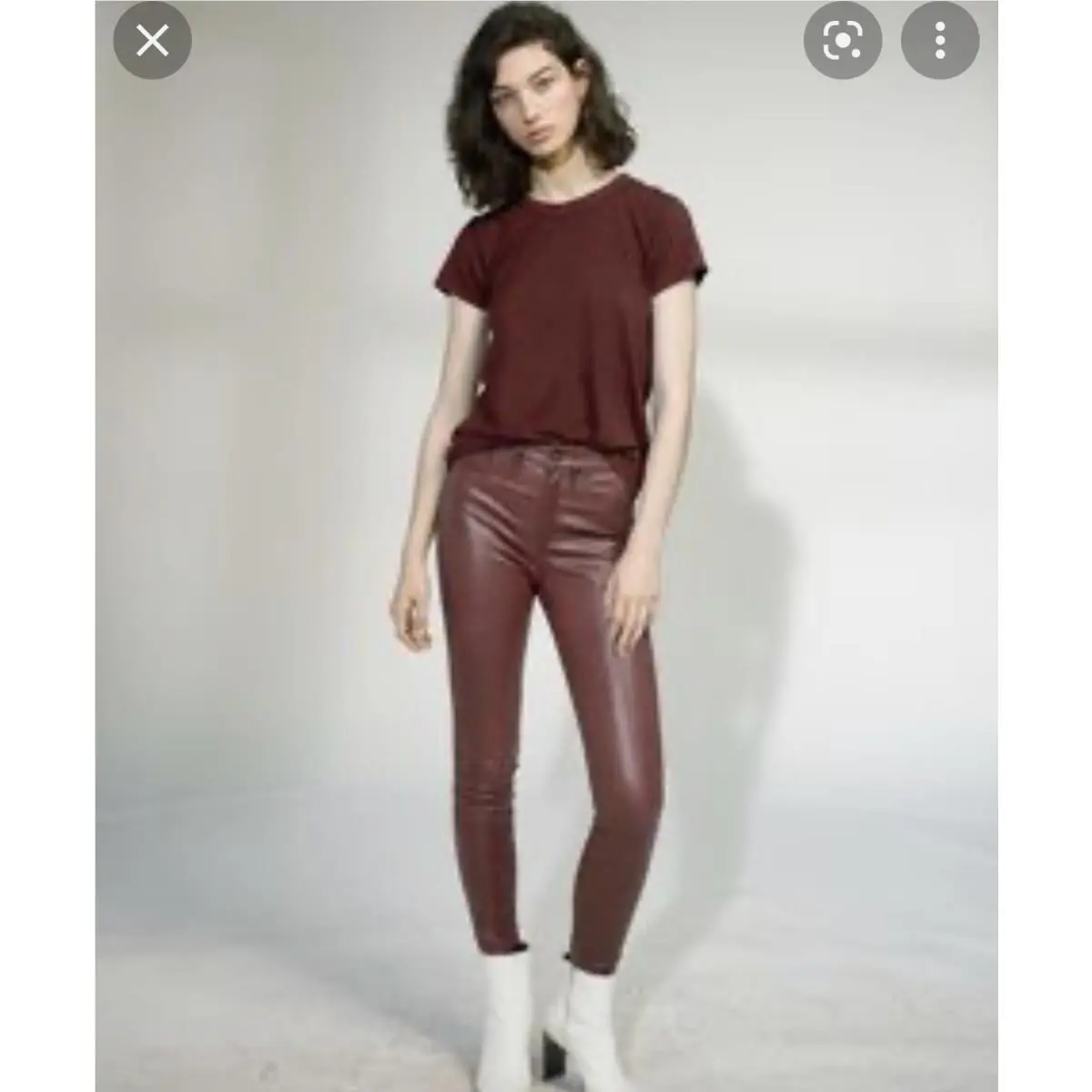 Rag and Bone Burgundy High Rise Skinny Leather Pants Size 23 by Rag & Bone