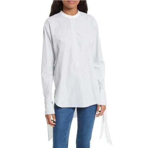 Rag Bone L88830 Dylan Womens White Long-sleeve Striped Poplin Shirt Size M