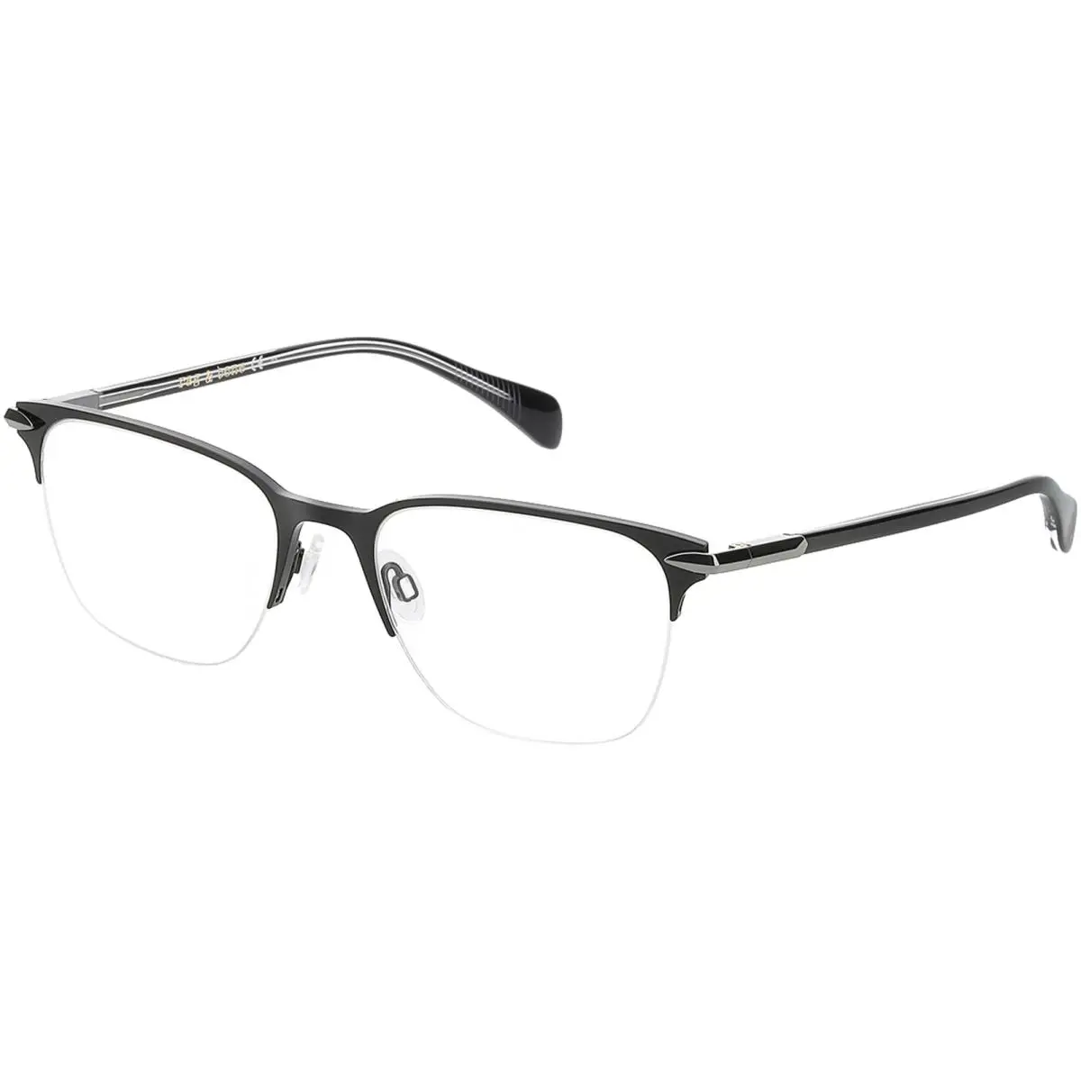 Rag Bone Men`s Semi-rimless Browline Square Eyeglass Frames - RNB7029 0807 19 - Frame: Black