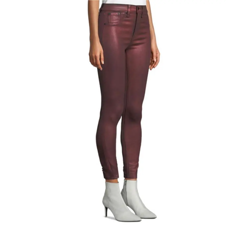 Rag Bone High-rise Red Metallic Ankle Skinny Jeans 27 by Rag & Bone