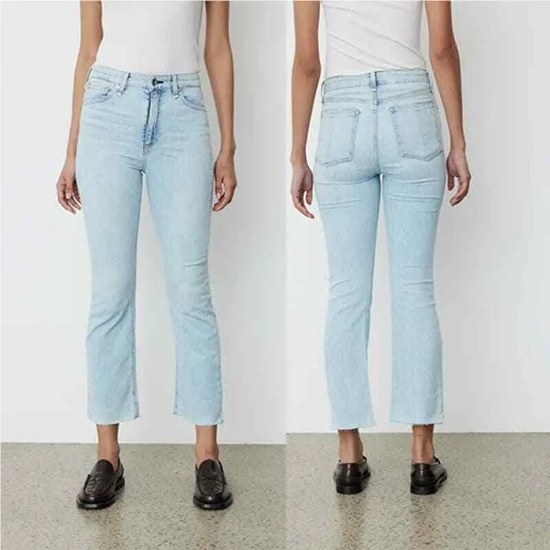 Rag Bone Nina High Rise Ankle Flare Denim Jeans Jade Women`s Size: 27 by Rag & Bone