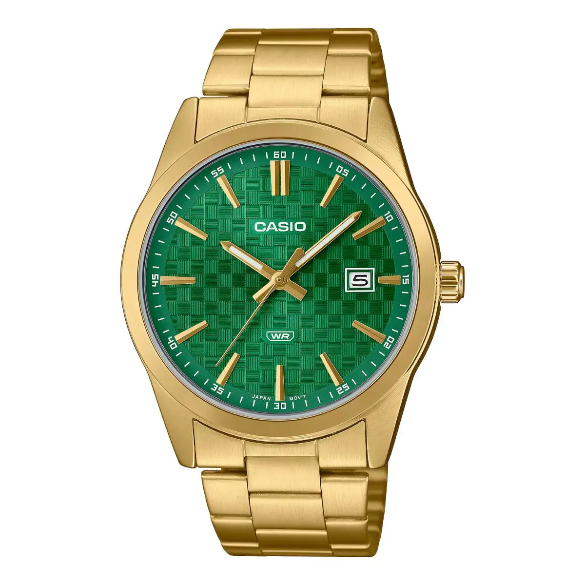 Casio MTP-VD03G-3A Men`s Black Gold Analog Watch Steel Band Date Indicator