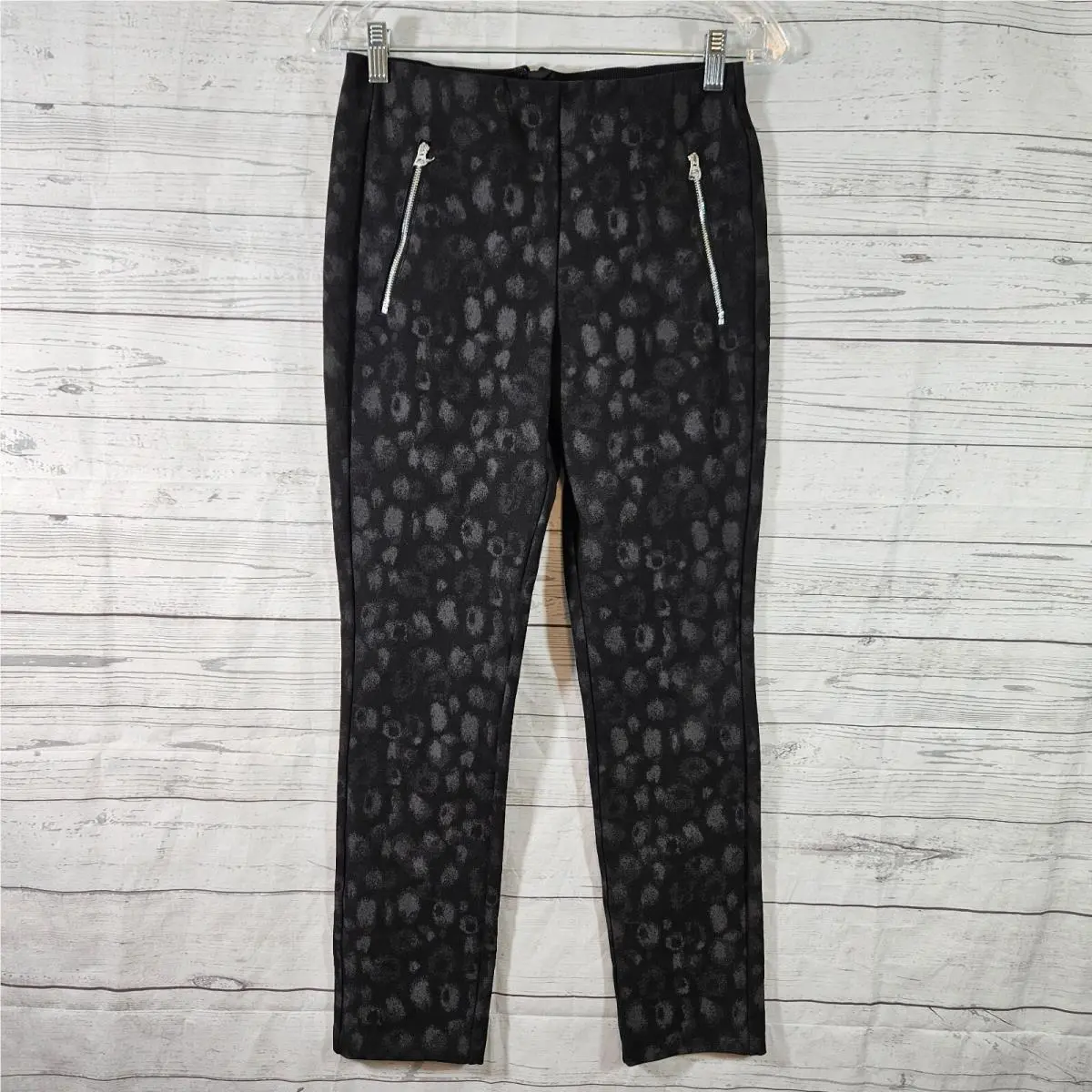 Rag Bone Womens Simone Ankle Pants Sz 6 Black Leopard Print Zip Pockets by Rag & Bone