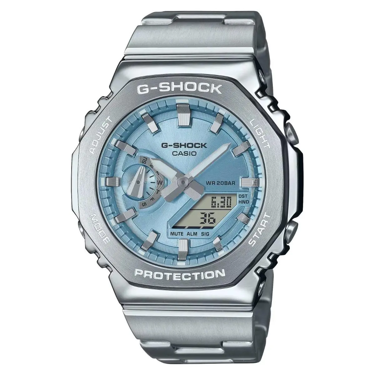 Casio G-shock G-steel Light Blue Dial Silver Tone Men`s Watch GM-2110D-2A - Dial: Light Blue