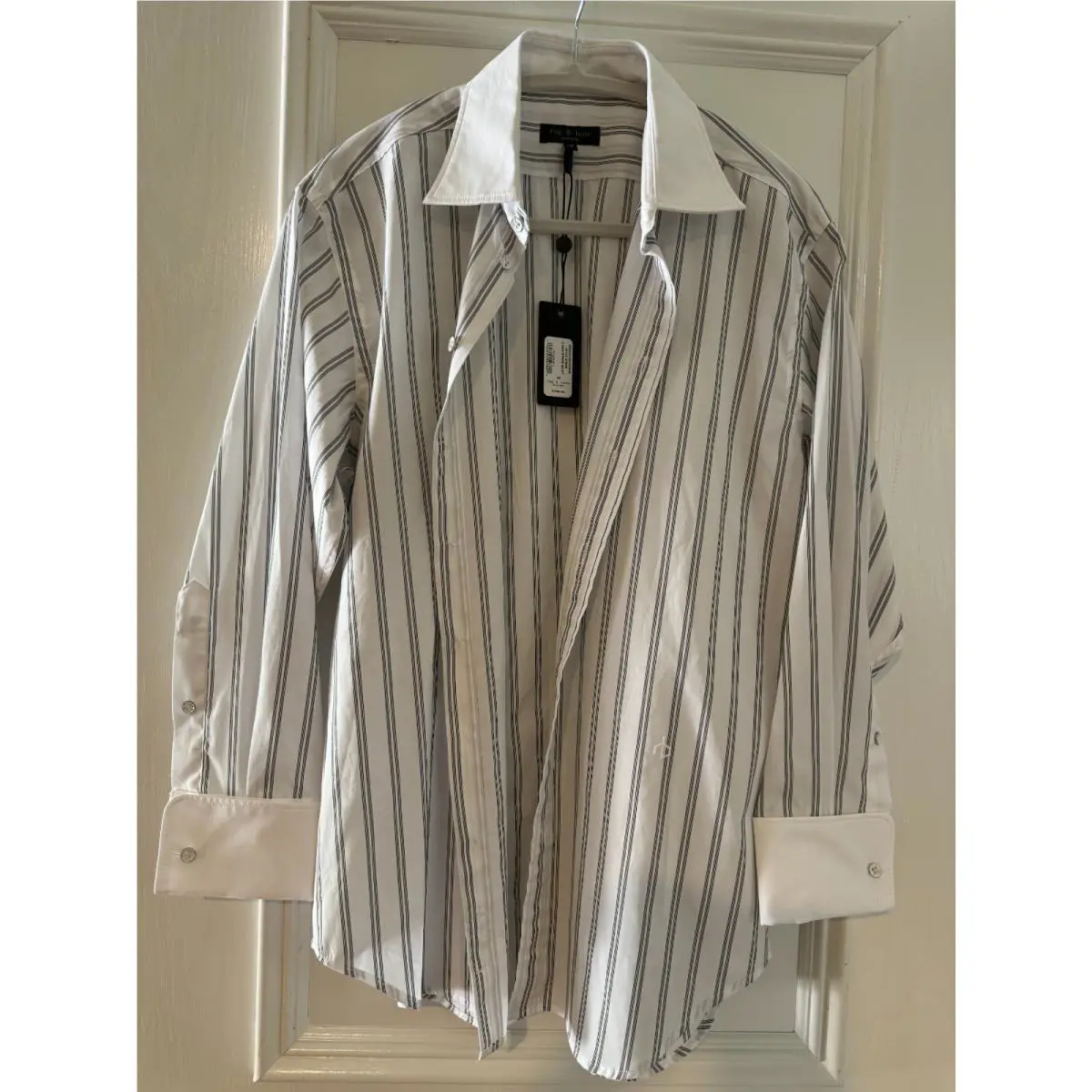 Rag Bone Button UP White Stripe Diana Shirt Cotton Top Size XS