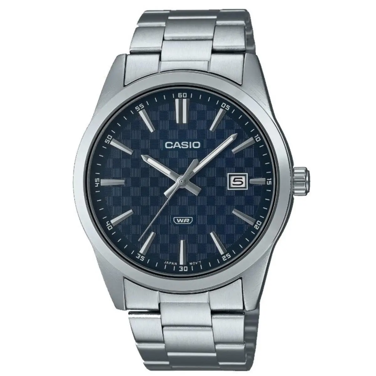 Casio MTPVD03D-2A Men`s Classic Collection MTP-VD03D Blue Dial Steel Watch - Silver, Dial: Blue, Band: Silver