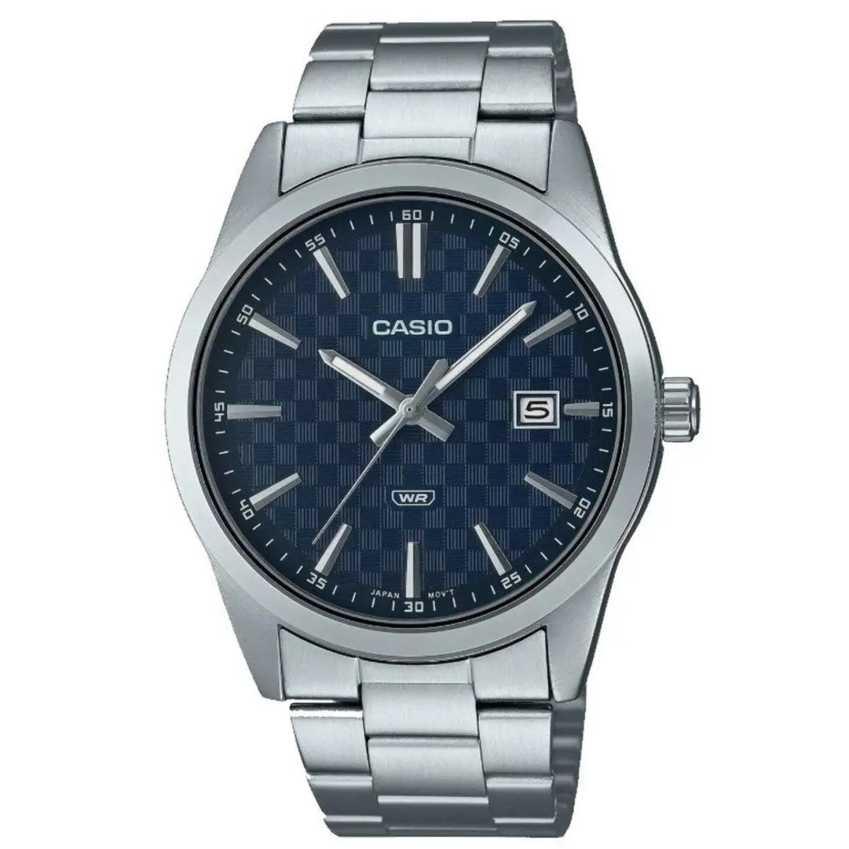 Casio MTPVD03D-2A Men`s Classic Collection MTP-VD03D Blue Dial Steel Watch - Silver, Dial: Blue, Band: Silver