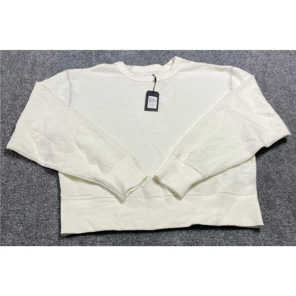 Rag Bone York Women’s Ivory Brushed Inside Out Terry Sweatshirt Size M