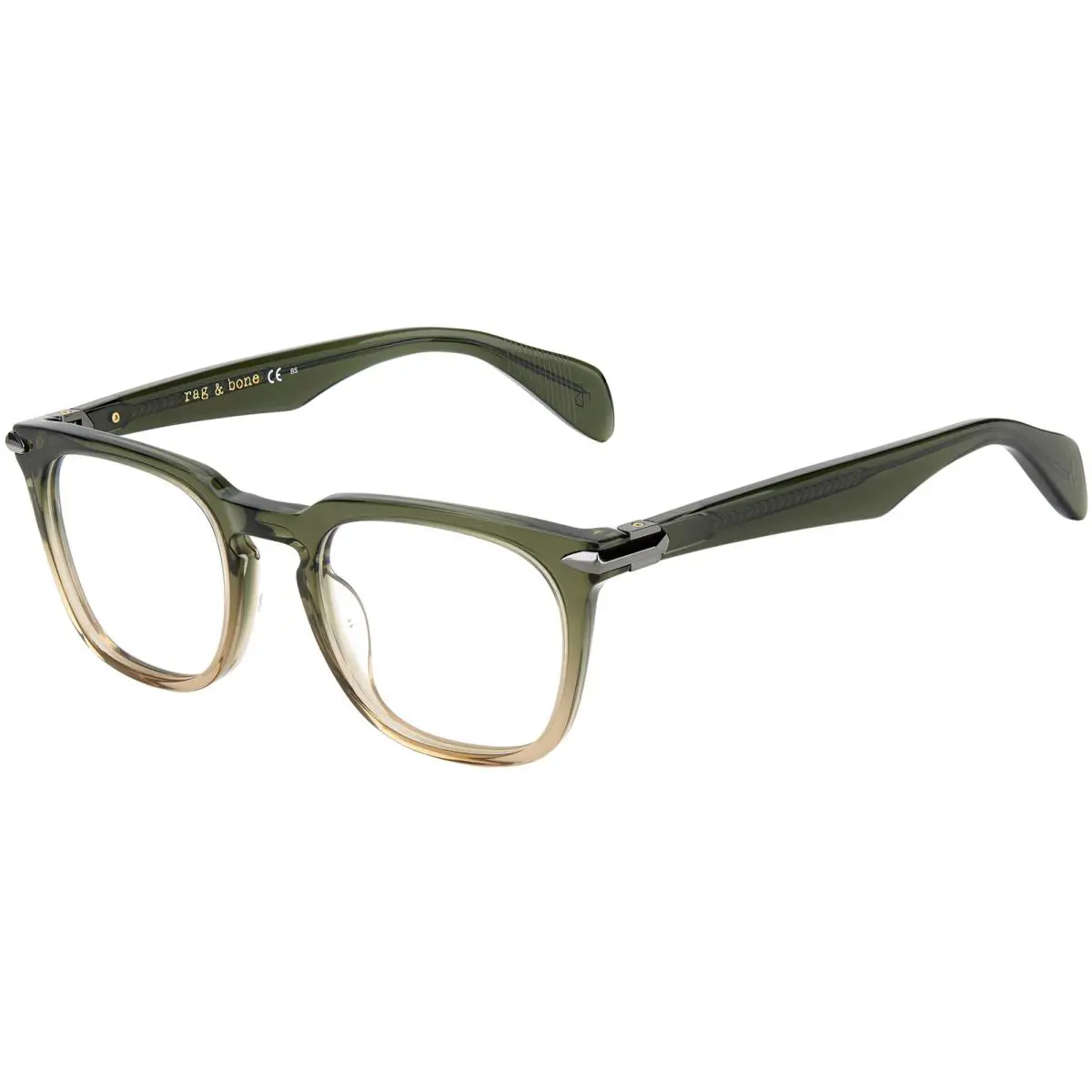Rag Bone Men`s Crystal Green Gradient Square Eyeglass Frames - RNB7008 01ED 21 - Frame: Green