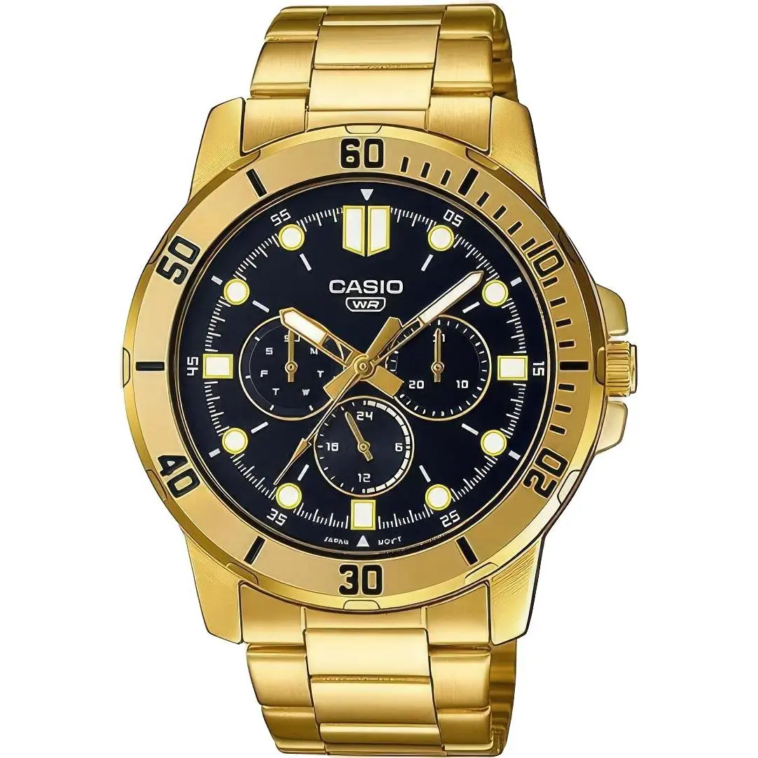 Casio MTP-VD300G-1E Black Analog Gold Stainless Steel Quartz Men`s Casual Watch