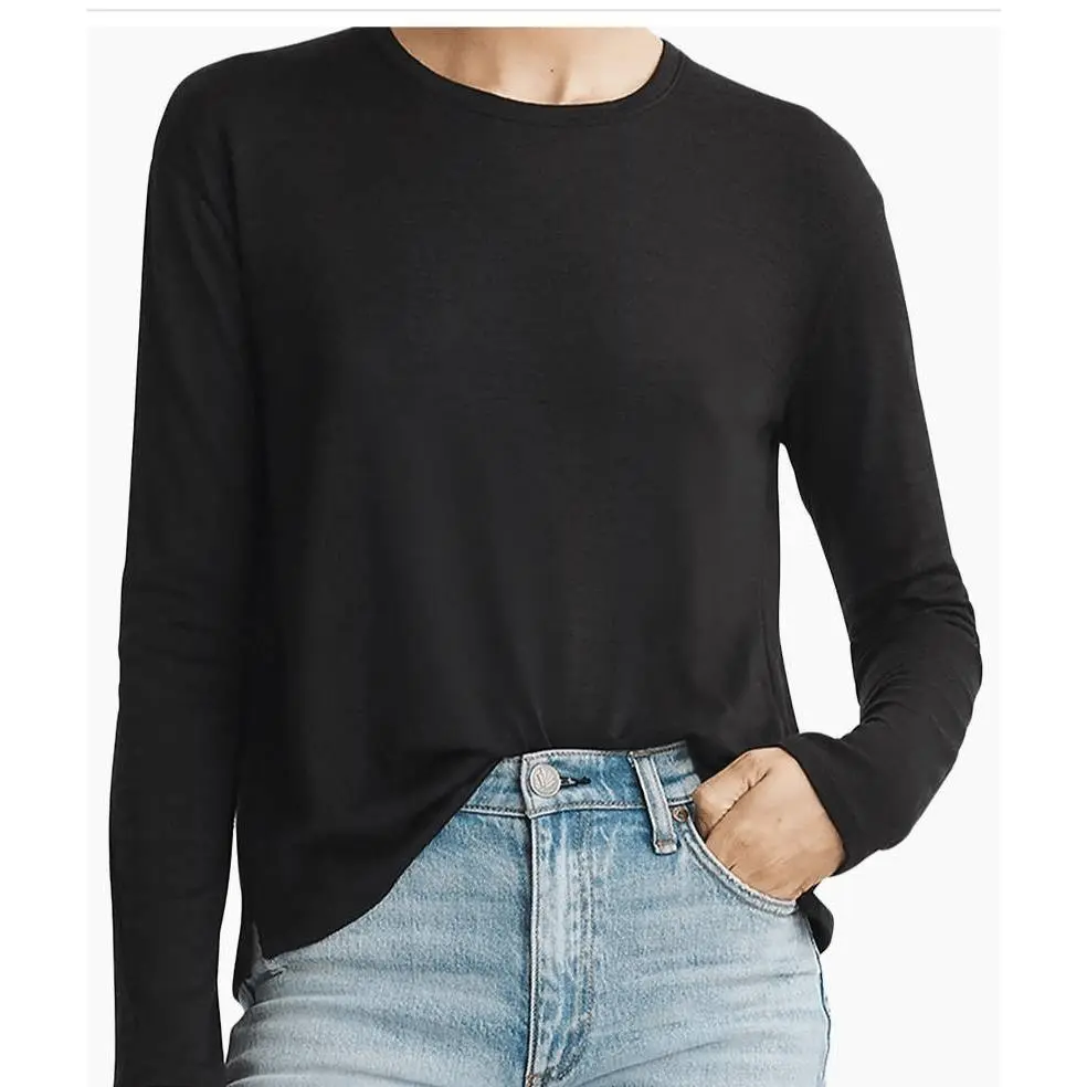 Rag Bone Hudson Long Sleeve Tee Black Xs/tp by Rag & Bone