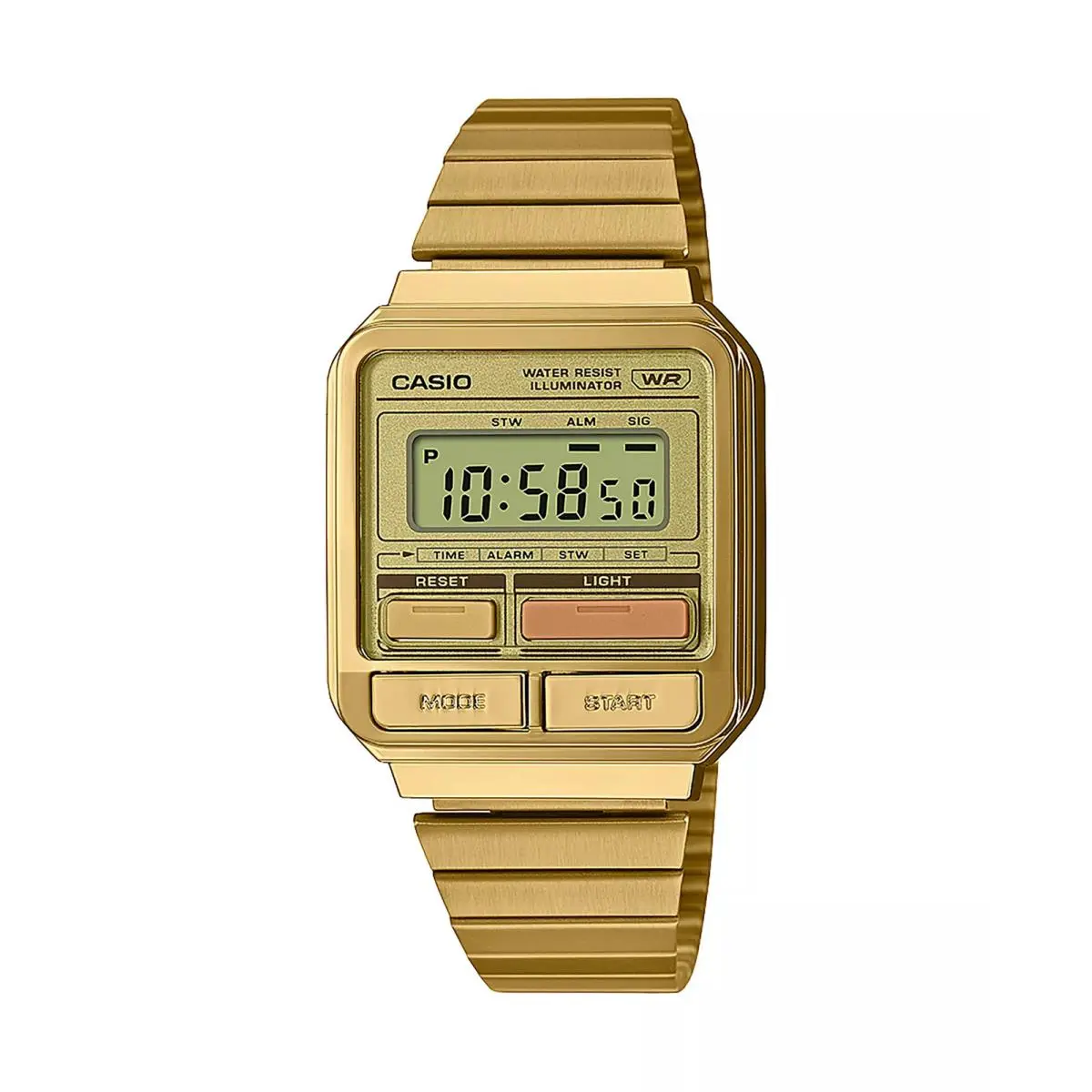 Casio A120WEG-9A Unisex Digital Gold-tone Stainless Steel Watch