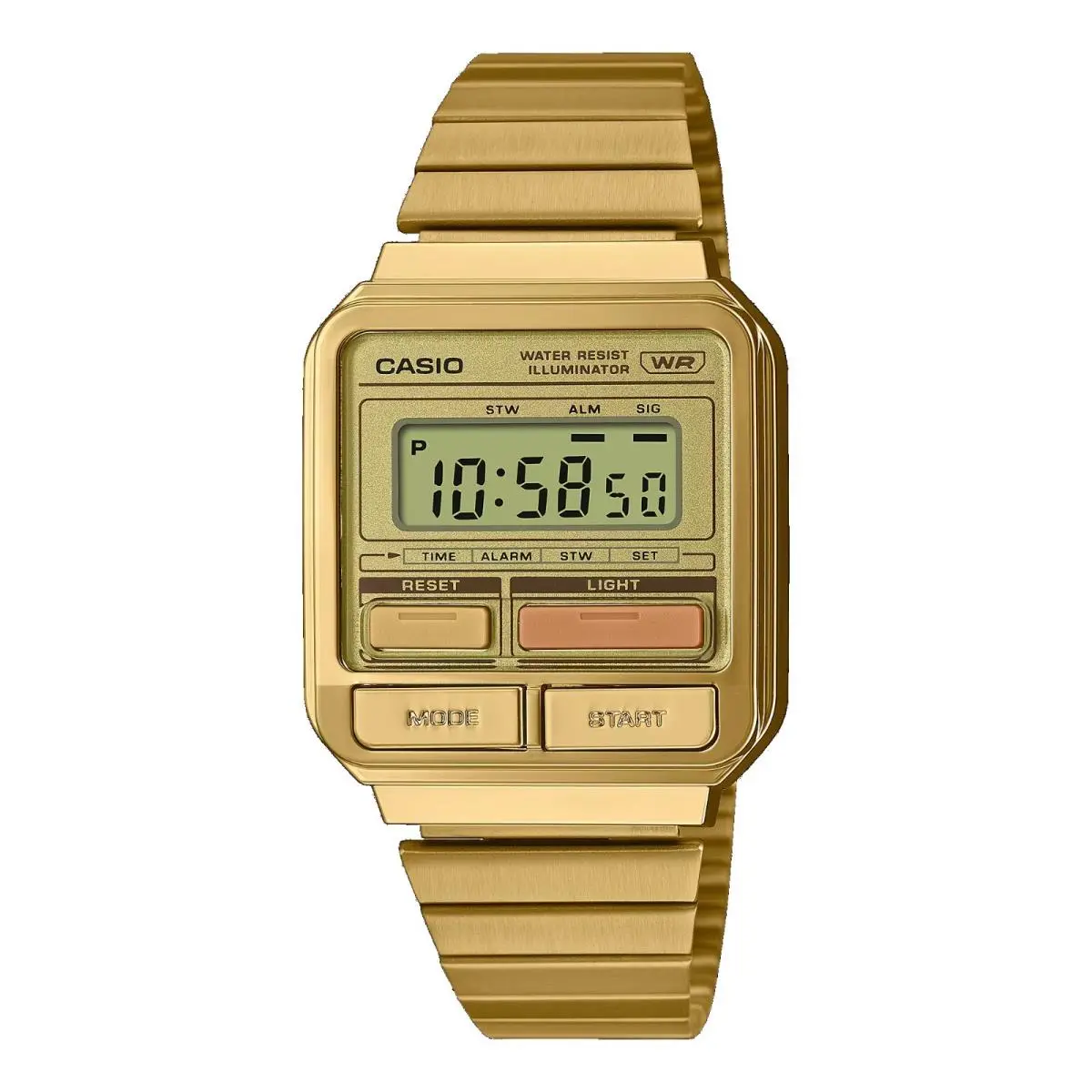 A120WEG-9A Men`s Vintage Gold Tone Stainless Steel Alarm Chronograph Watch by Casio
