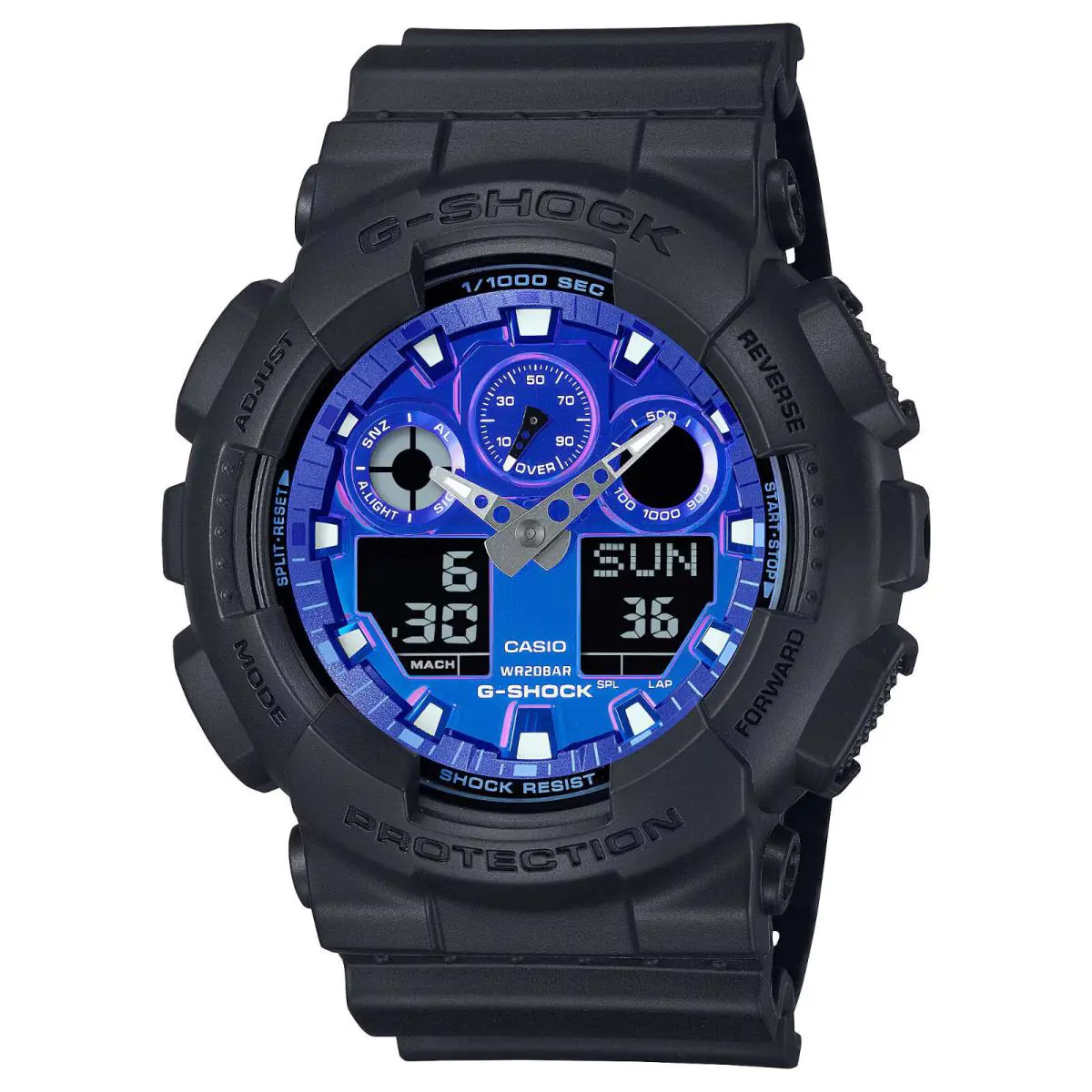 G-shock Fire Inside Vivid Blue Ana-digi World Time Mens Watch GA100FL-1A by Casio