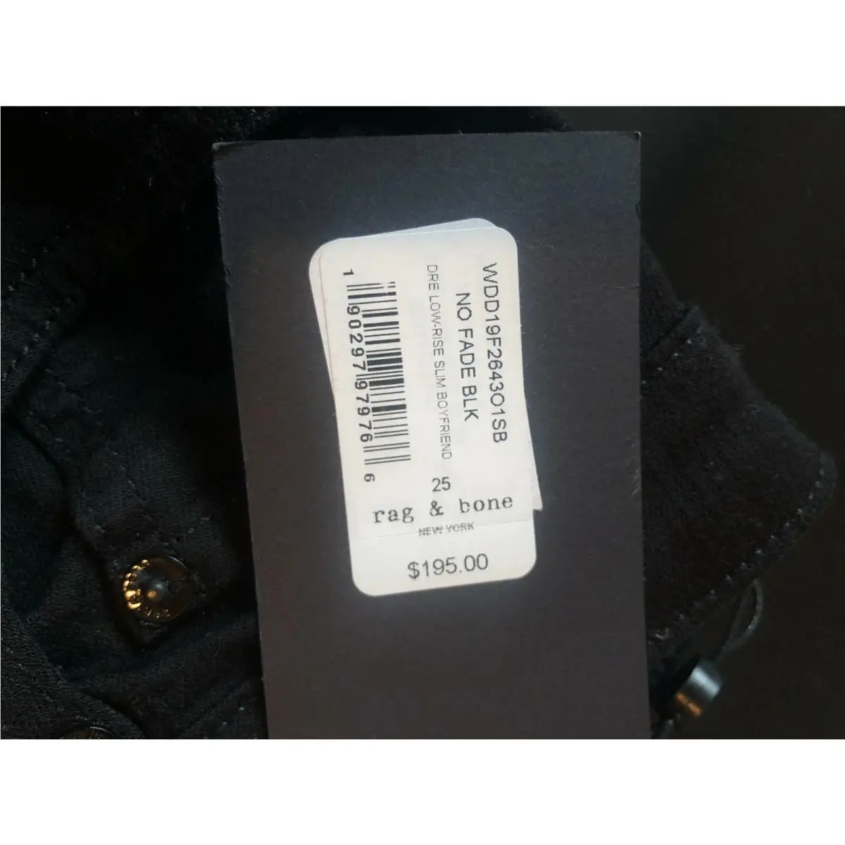 Rag Bone Low Rize Slim Boyfriend Black Jeans Denon Pants Size 25