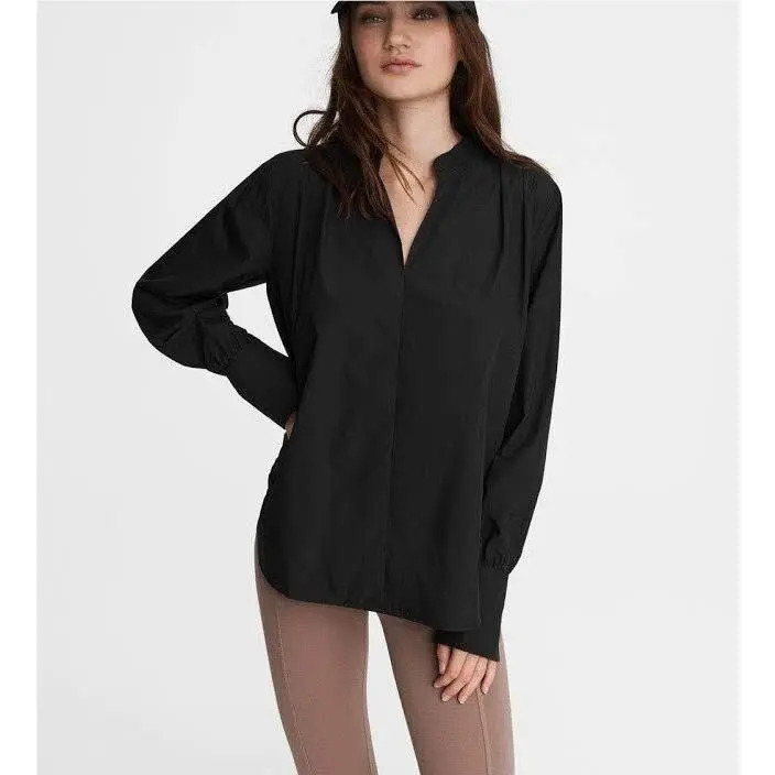 Rag Bone Carly Poplin Top in Black Women Top Size M