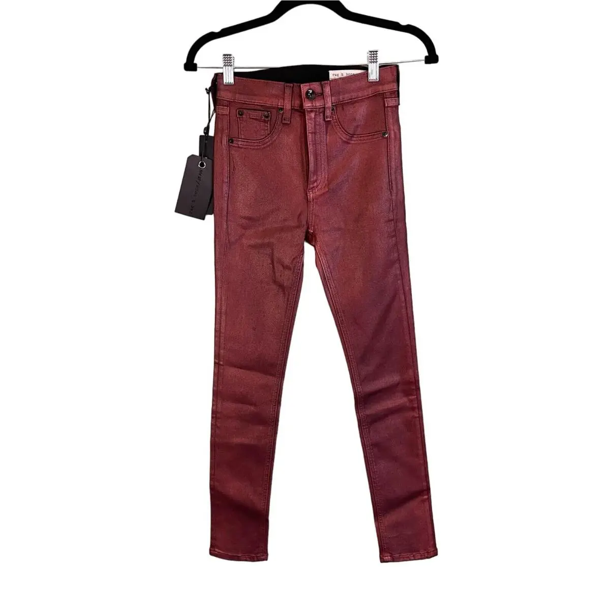 Rag Bone Jeans Womens 24 Redmet Metallic High Rise Ankle Skinny Stretch