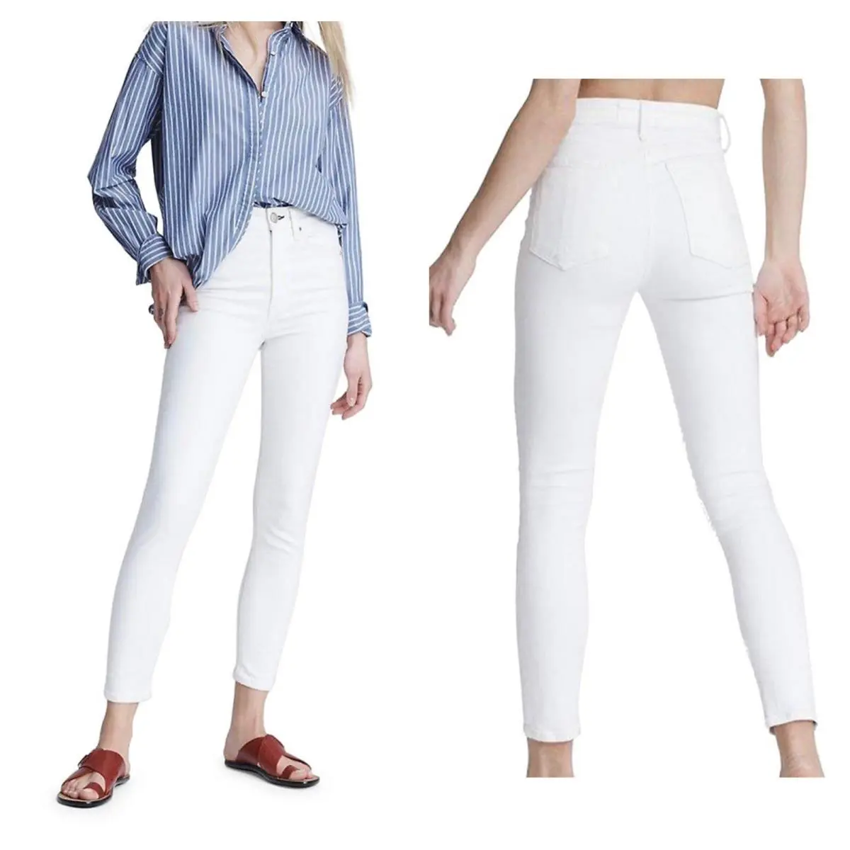 Rag Bone Ankle Skinny Jeans In Blanc Size: 28