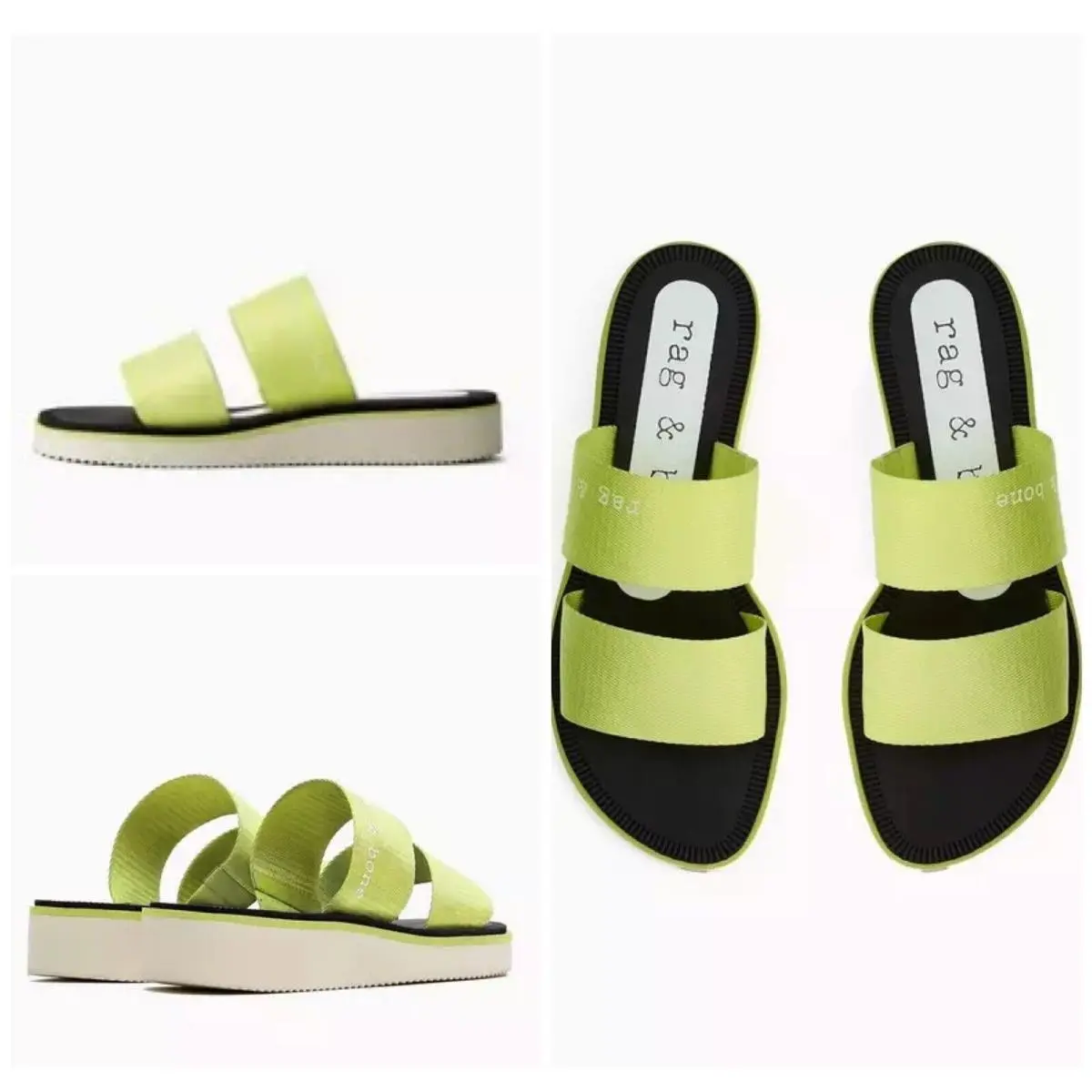 Rag Bone Mila Slip On Sandal In Acid Green Size: 35 US 5