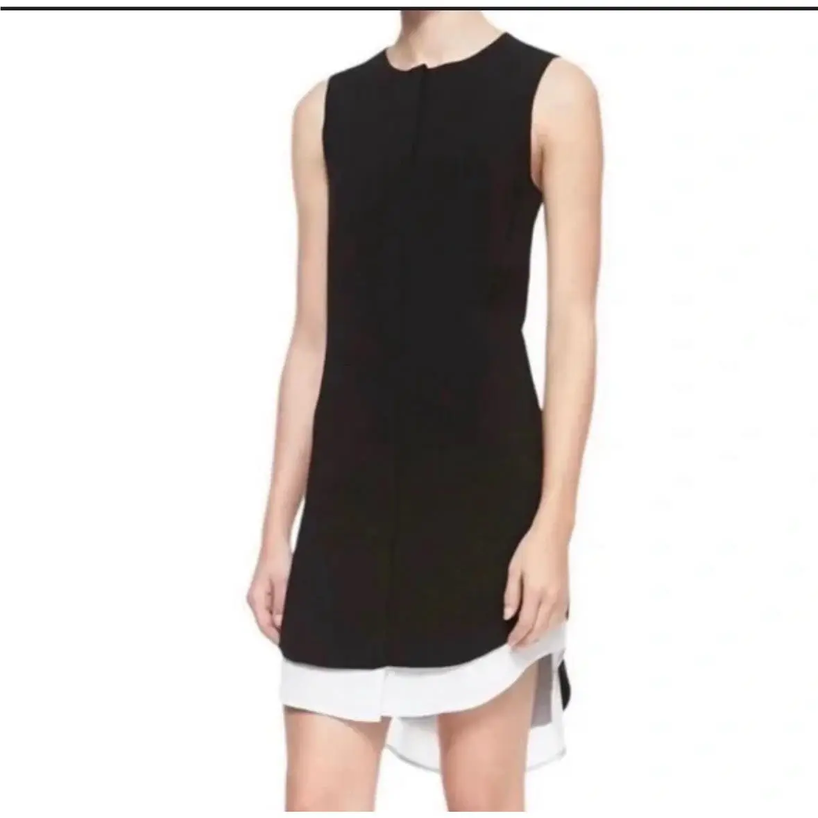 Rag Bone Longtail Shirt Dress Black White Layered Button Front Size 4