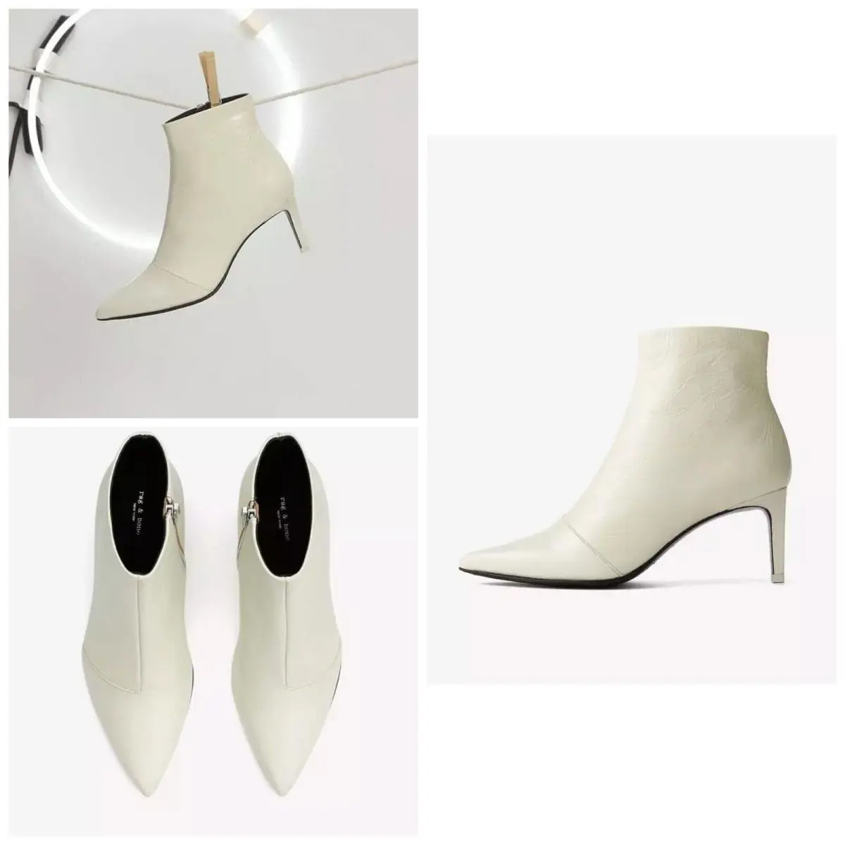 Rag Bone Beha Boot In White Crinkle Size: EU:36 US:6