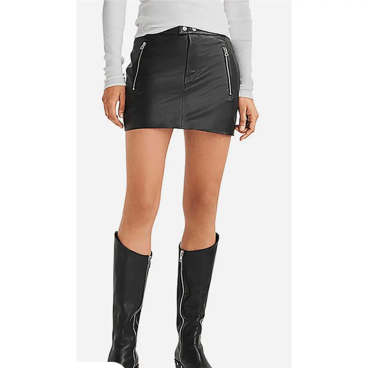 Rag Bone Nora Leather Mini Skirt In Black Sz. 10