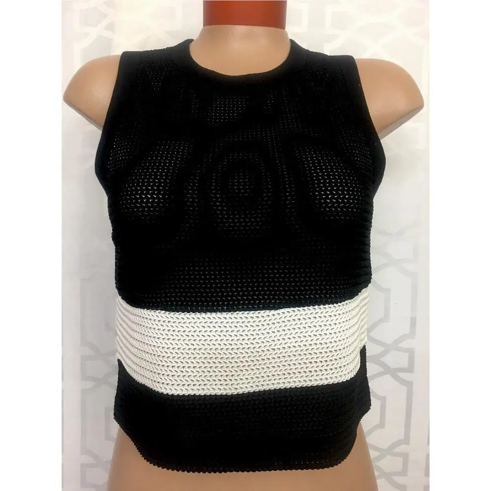 Rag and Bone Valerie Tank￼ Sleeveless Black￼:white Knit Crop Size Xs