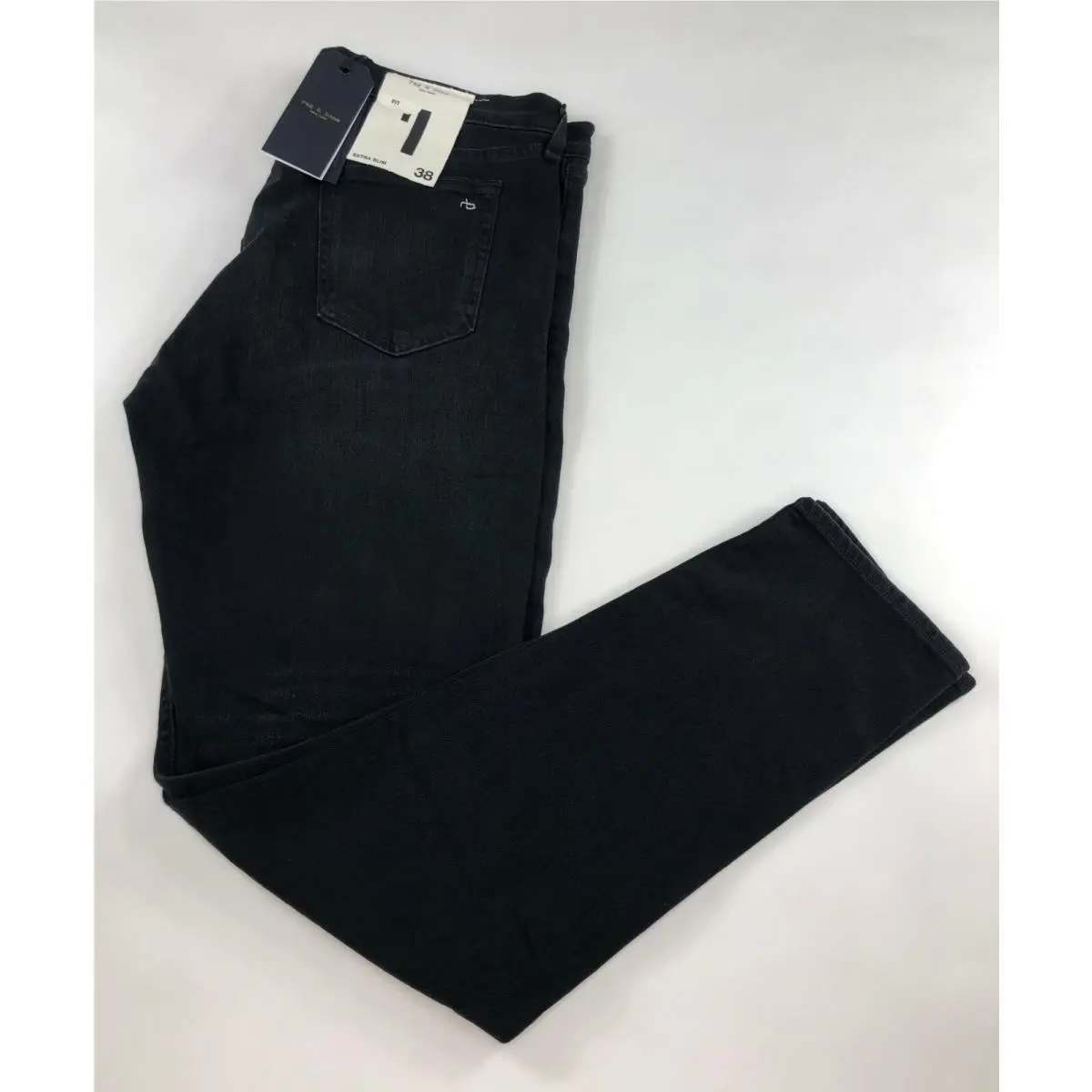 Rag Bone Skinny Leg Extra Slim Fit 1 Jeans Washed Black with Holes Size 38 by Rag & Bone