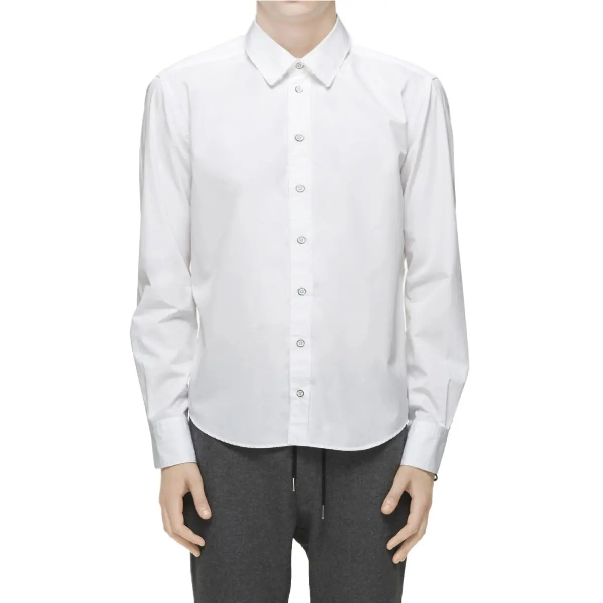 Mens Rag and Bone Tailored Fit Raw Edged White Poplin Dress Shirt 17