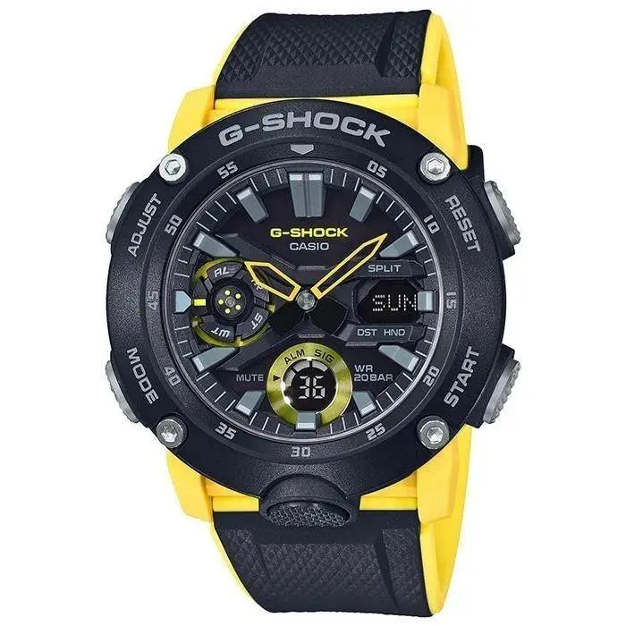 Casio G-shock Analog - Digital Carbon Core Black / Yellow Men`s Watch GA2000-1A9