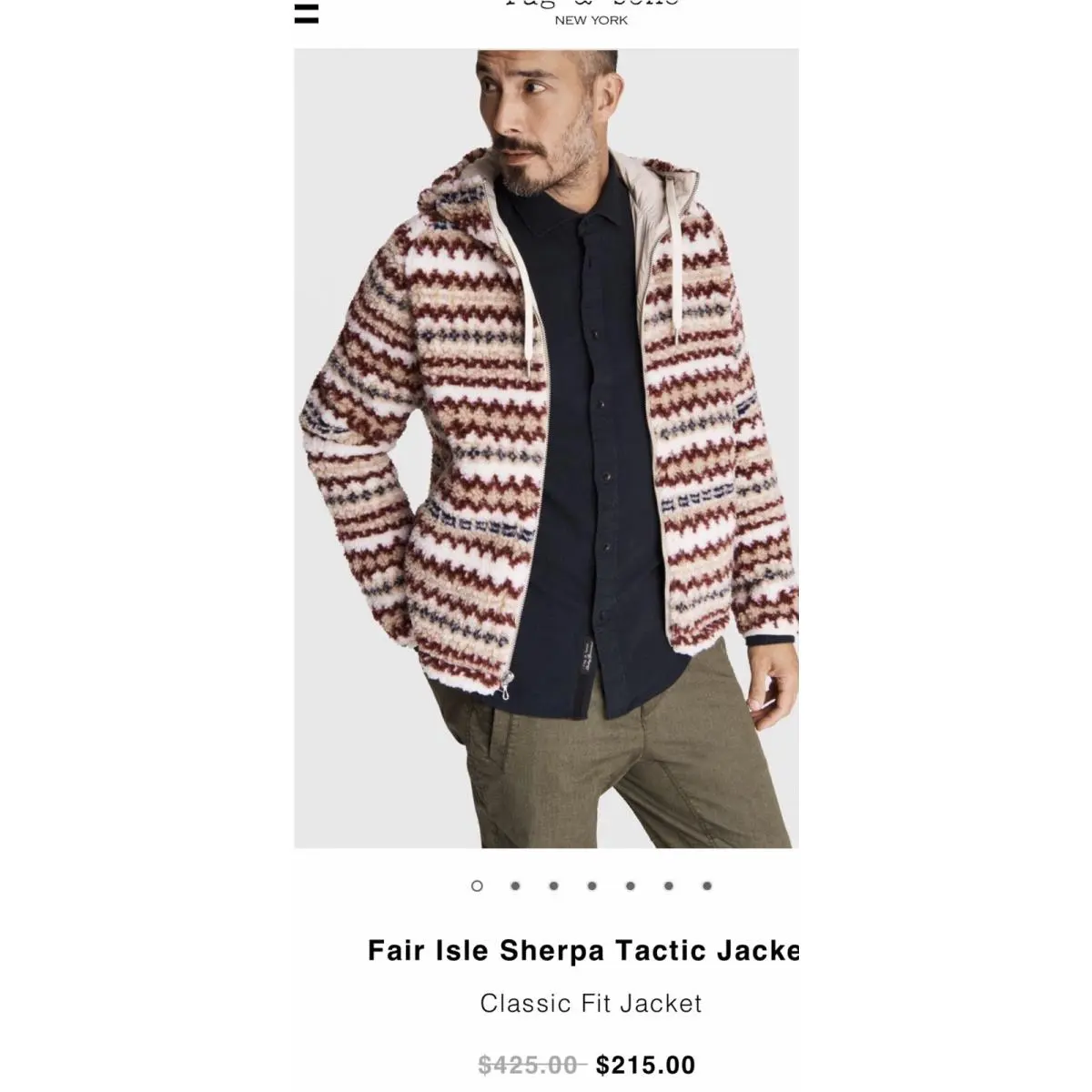 Rag and Bone Mens Sherpa Tactic Natural Jacket. Xxl by Rag & Bone