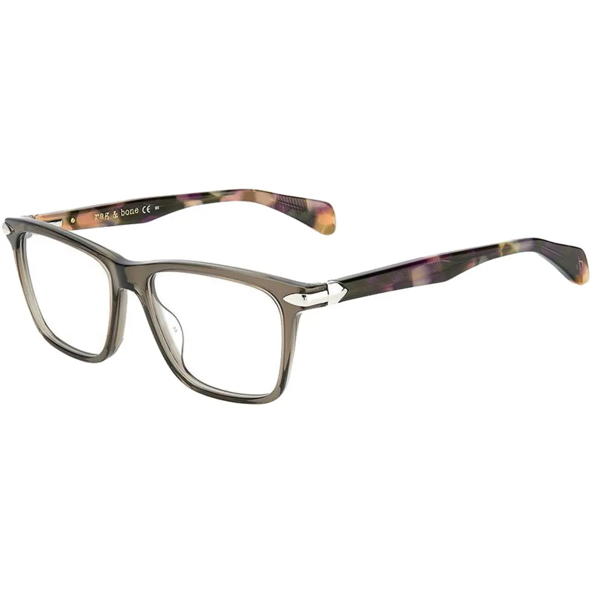 Rag Bone Crystal Grey Square Eyeglass Frames w/ Tort Temple - RNB3043 0ACK 16