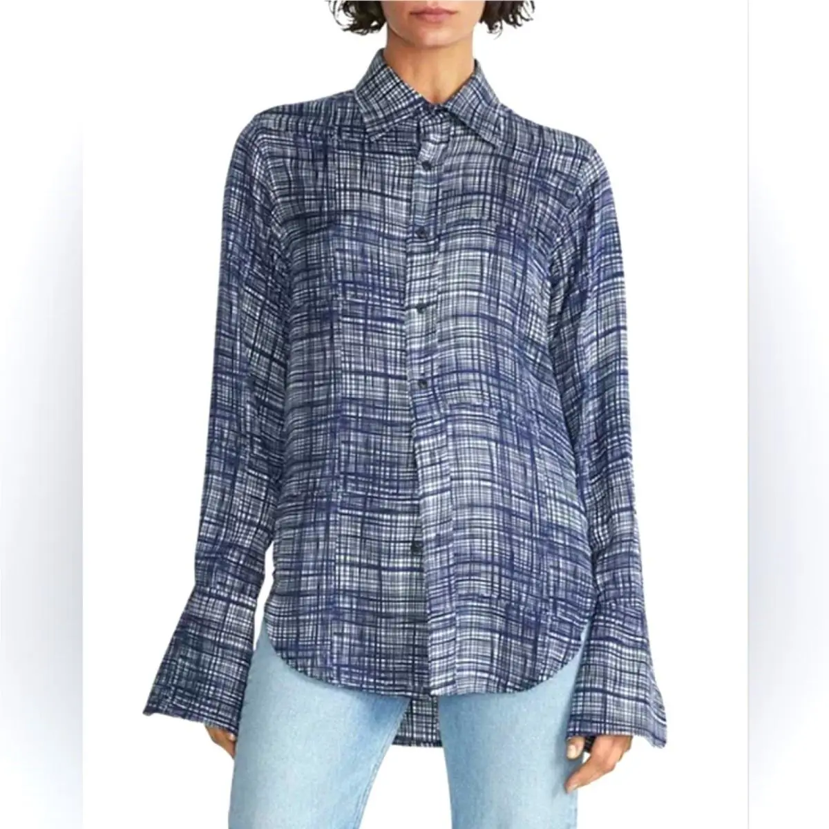 NEW$350 Rag Bone Delphine Printed Silk Blend Button-up Front Shirt Sz Small S