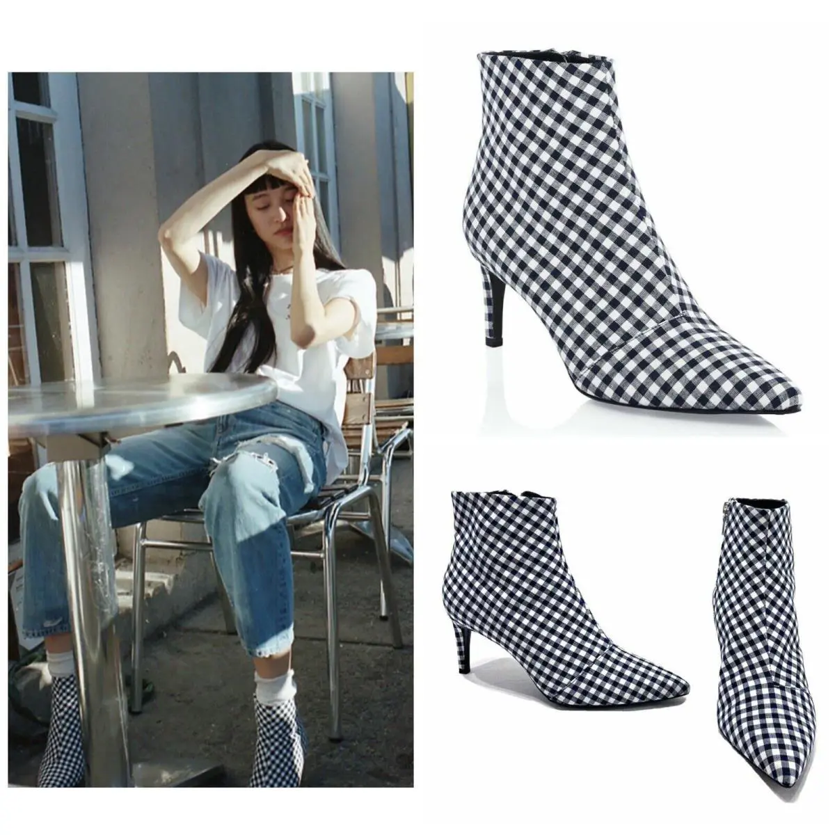 Rag Bone Beha Booties In Navy Gingham Size: 36 US 6