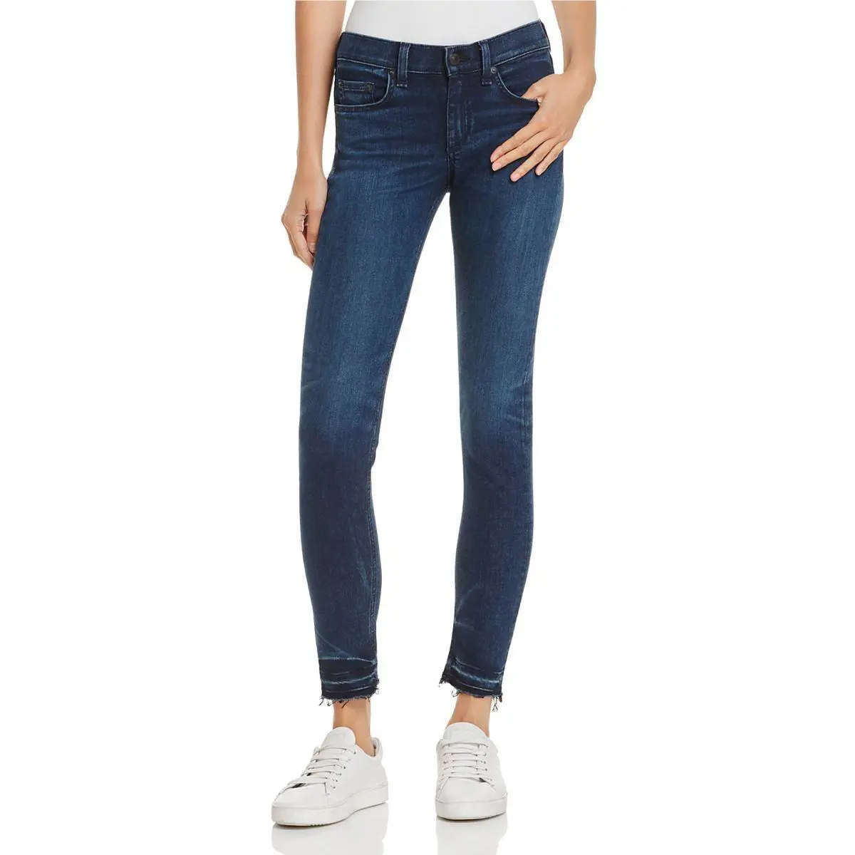 Rag Bone Women`s Alembic Indigo Raw-hem Ankle Slim Skinny Jeans 31 Tedo