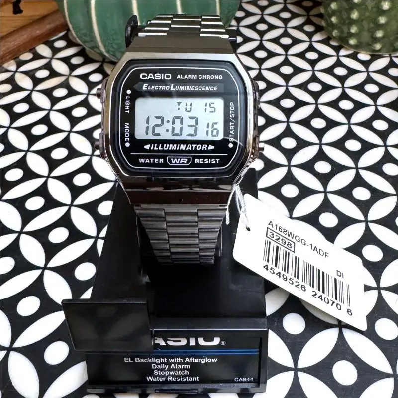 Casio Standard Digital Gray Ion Plated Stainless Steel Band Watch A168WGG-1A