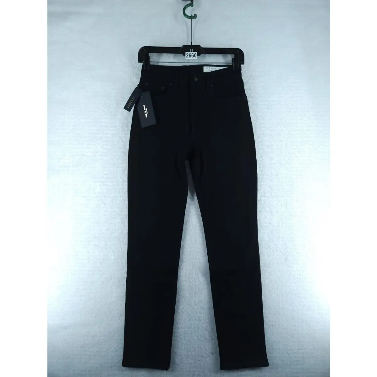 Rag Bone Women`s Wern High Rise Full Length Stright Jeans - Black Size 24