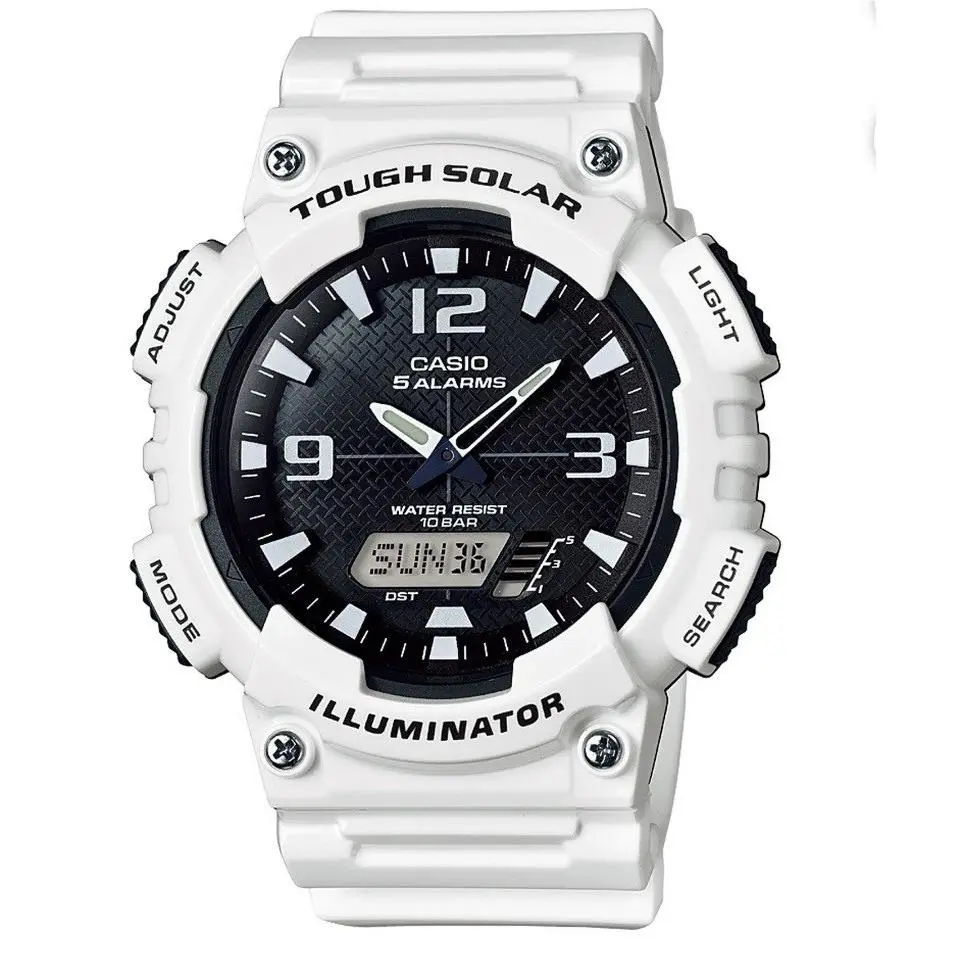 Casio Tough Solar Men`s Wrist Watch 100 Meter Water Resistant White