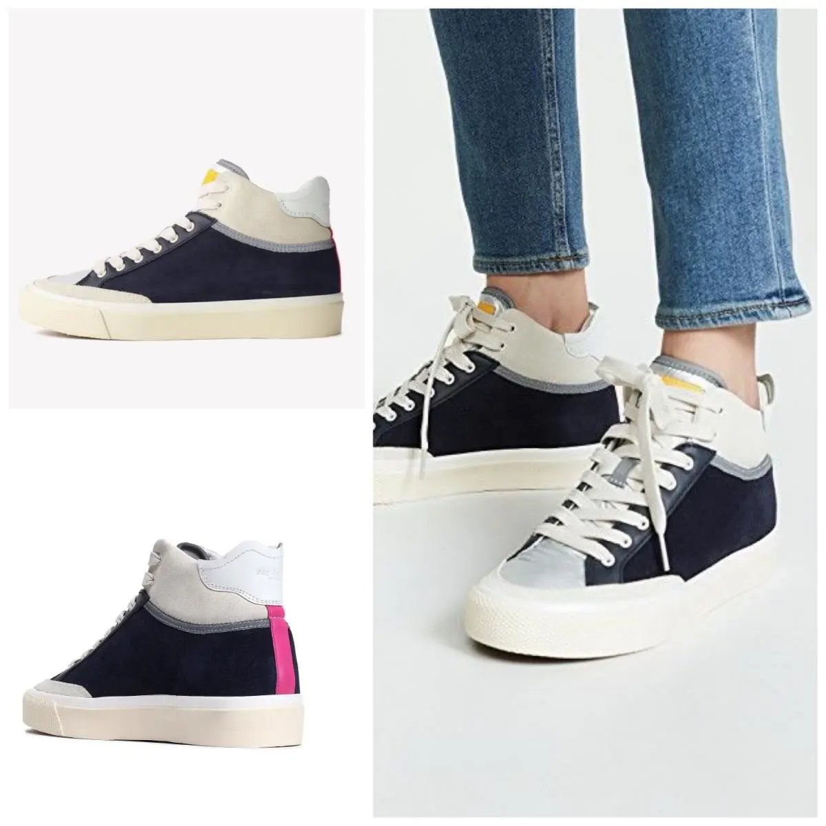 Rag Bone RB Army High Suede Sneakers In Navy Combo Size: 40 US 10