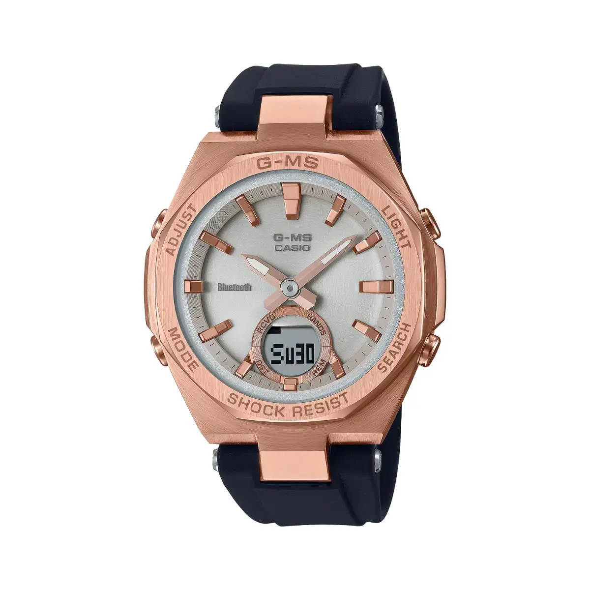 Casio G-ms MSGB100G-1A Bluetooth Solar Womens Ana-digi Watch Rose Gold/black
