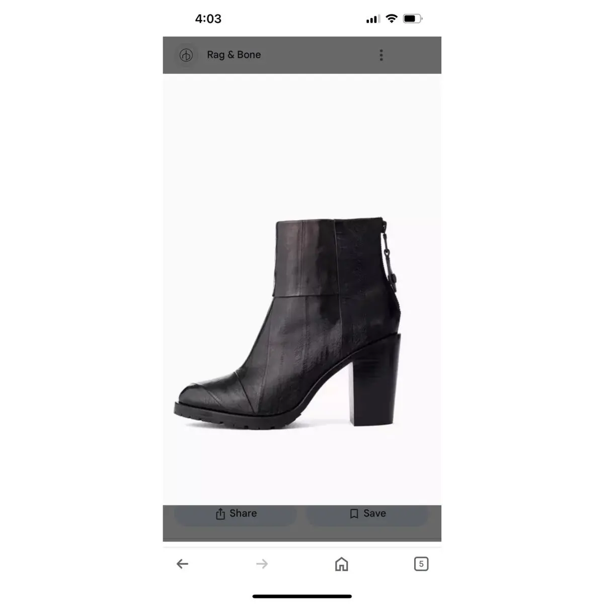 Rag Bone Womens Black Ashby Ankle High Black Leather Style : W265F1462J sz 6