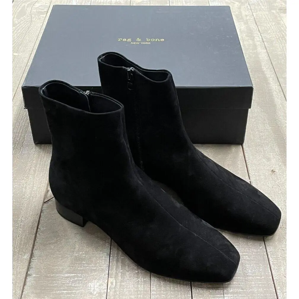 Rag Bone Aslen Flat Boot In Black Suede Size: 35 US 5