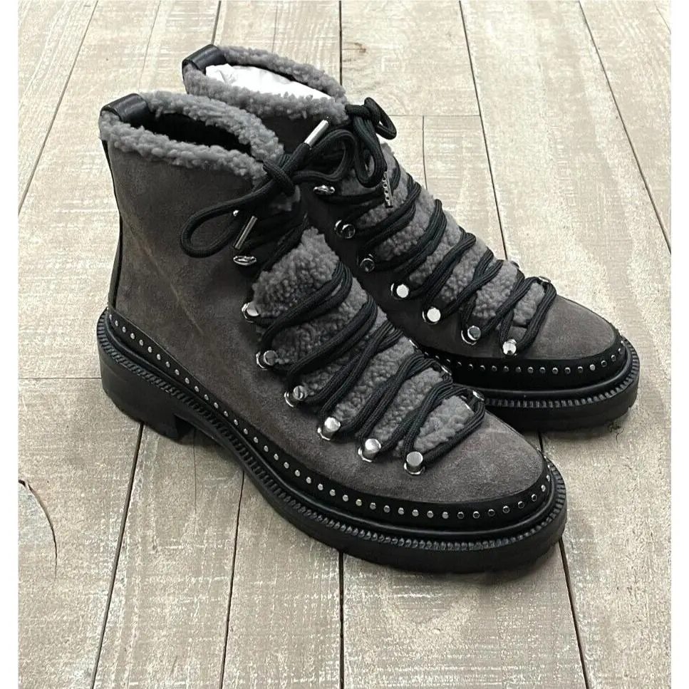 Rag Bone Compass Shearling Suede Leather Boots In Grey Size:35 US 5 by Rag & Bone