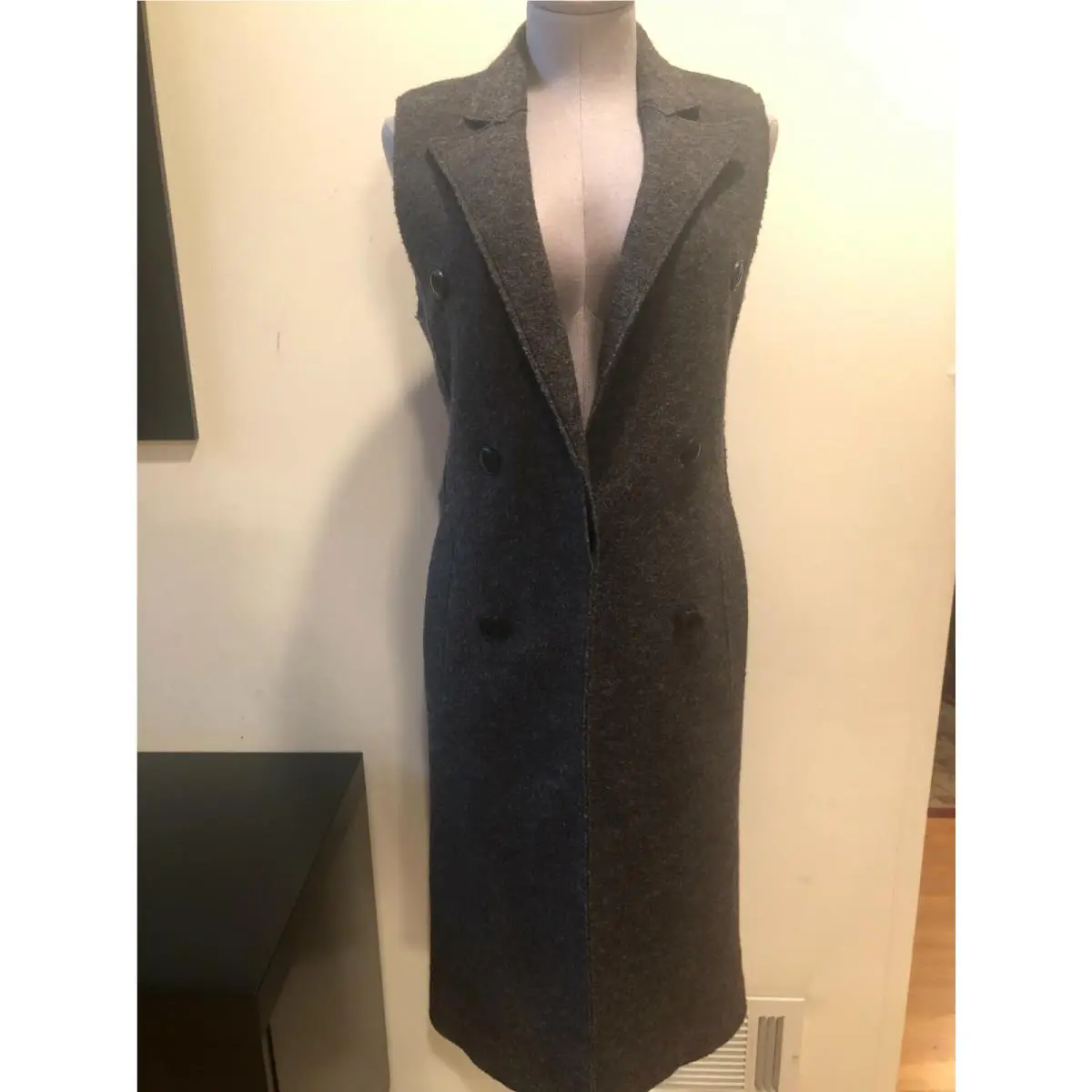 Rag Bone Charcoal Sleeveless Double Breasted Wool Vest Jacket Coat SZ 2