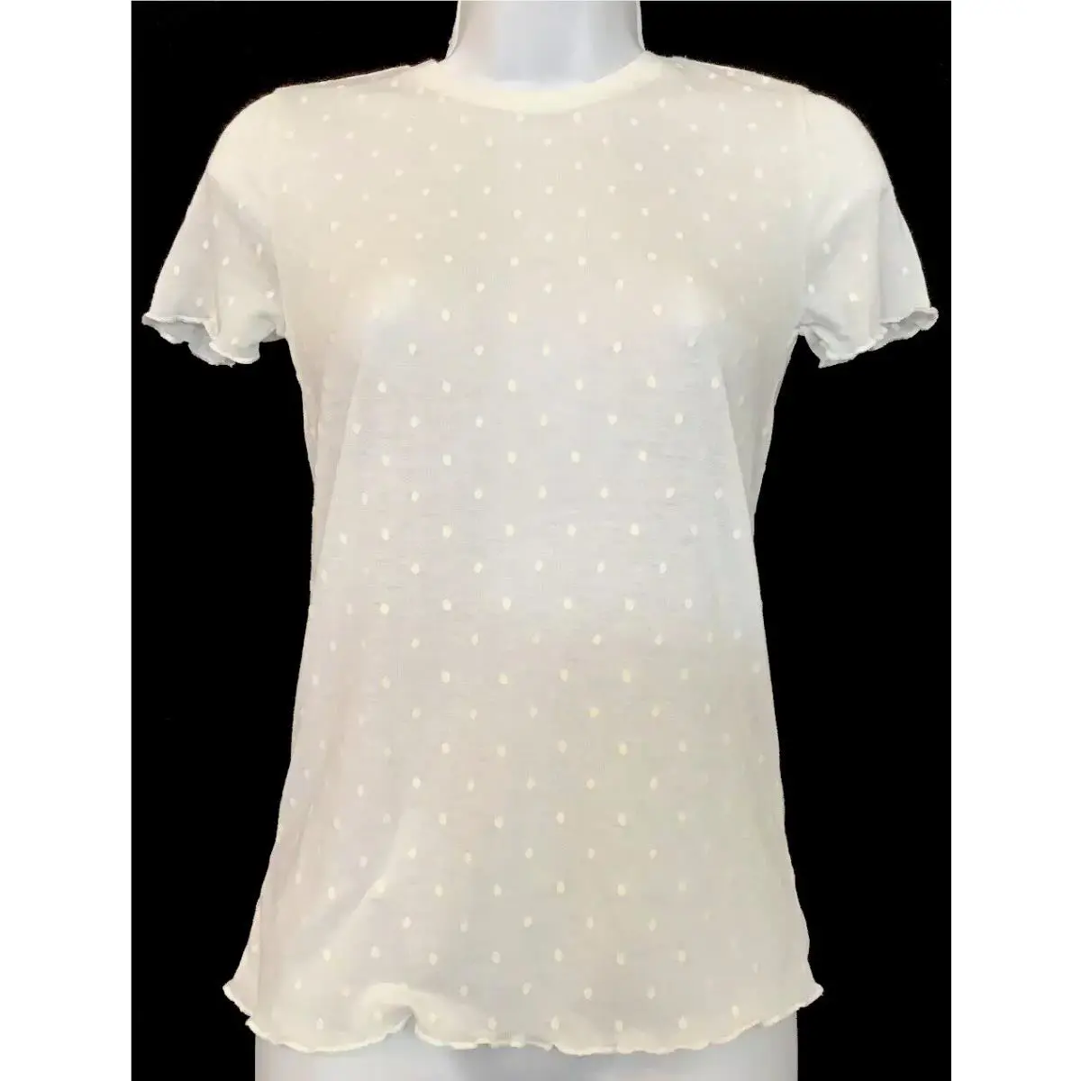 Rag and Bone T-shirt White Bre Swiss Dot Short Sleeves Size XS