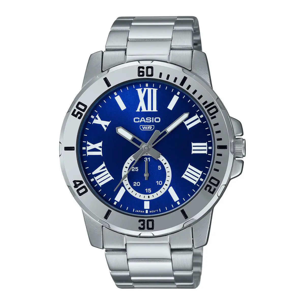 Casio MTP-VD200D-2B Men`s Blue Analog Stainless Steel Band Watch MTPVD200D-2B