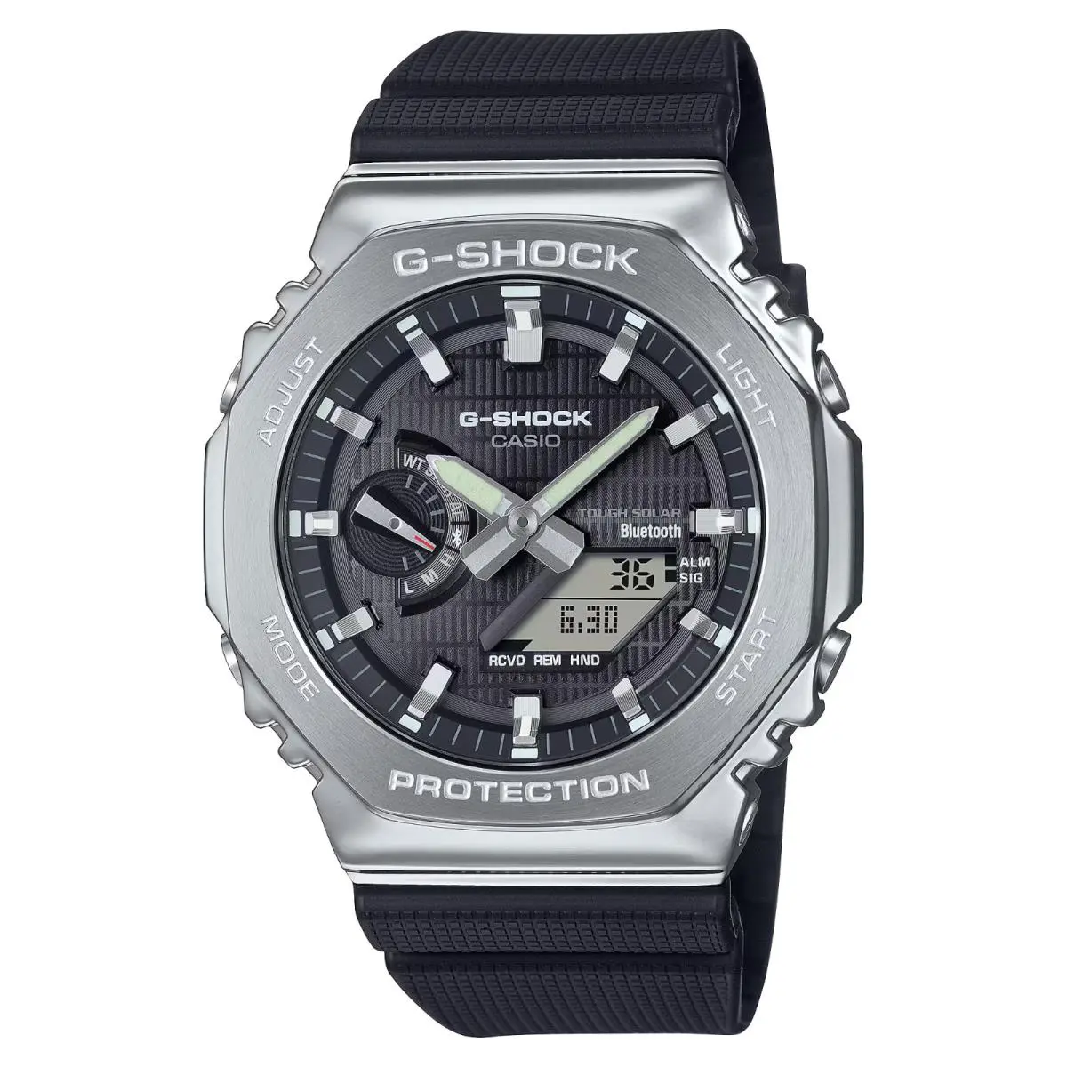 G-shock G-steel 2100 Series Black Dial Tough Solar Watch GBM2100A-1A - Dial: Black, Band: Black, Bezel: Silver